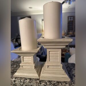 Set of two shabby chic candlesticks